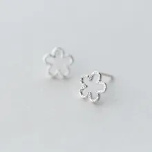 Чистый 925 Серебряный цветок Стад Серьги для Для женщин девочек Модные украшения A076