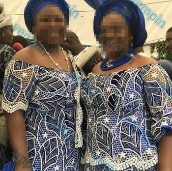 

Water Soluble Lace Nigerian Laces Fabrics High Quality with velvet Stones African Laces Fabric for Wedding