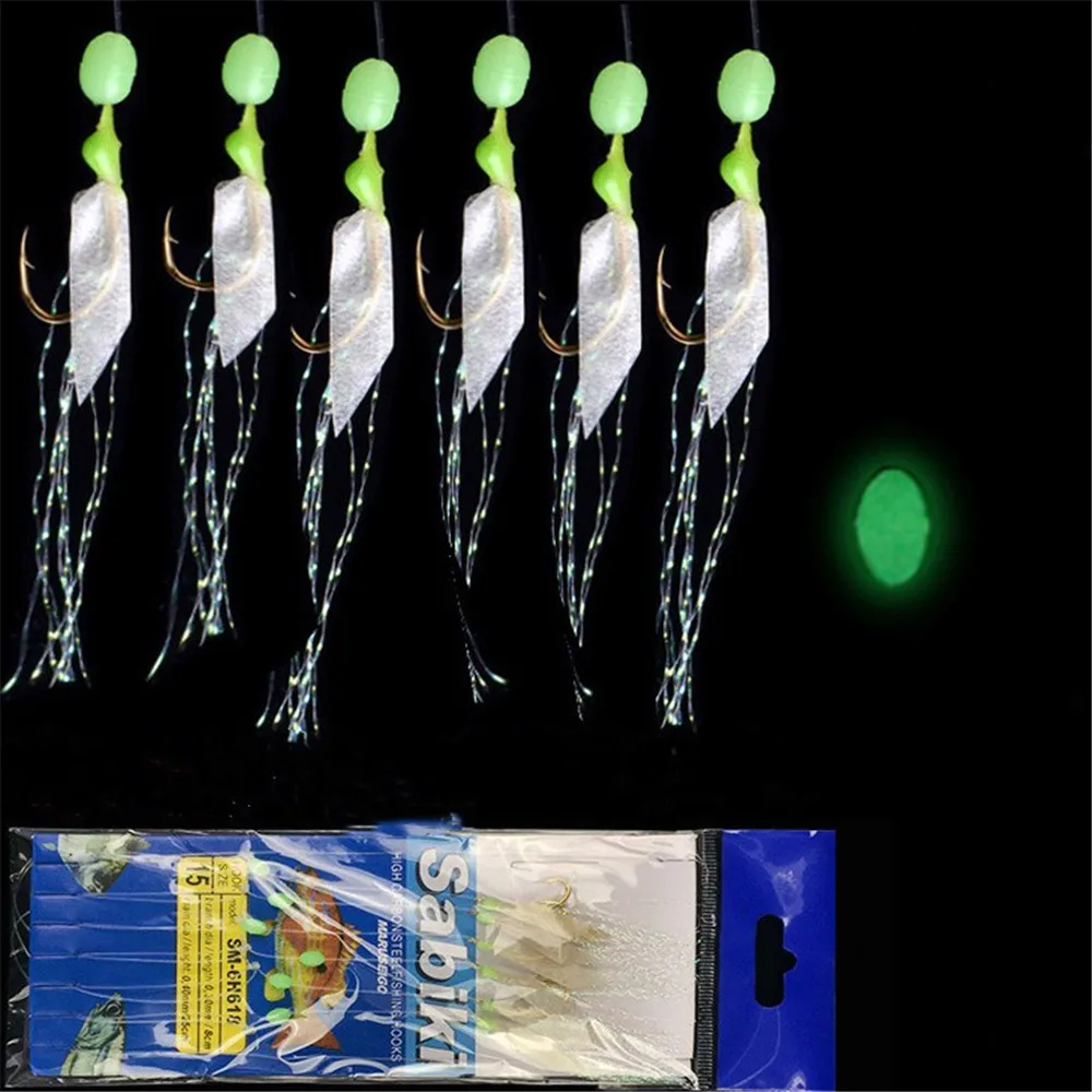

Fishhooks For Swivel Fishing Gold-plated Fish Skin Fishy Smell Pesca Luminous Combination Fishing String Hook With 6 Small Hook