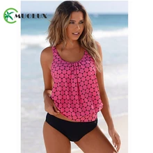 Танкини с принтом Купальник Плюс размер купальник женский бикини женский винтажный спортивный Двухсекционный пуш-ап костюм пляжная одежда шорты