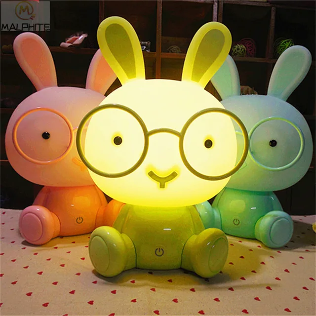 

Cute Pink Rabbit LED Night Lights Christmas Gift Baby Bedroom desk lamp Kids Bedside Decor lighting fixtures Lovely table Lights