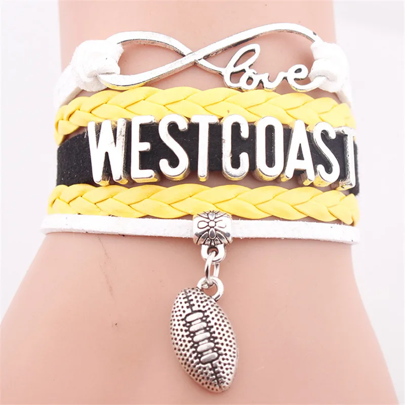 GVUSMIL Infinity WESTCOAST football Team Bracelet Customize sports Wristband friendship