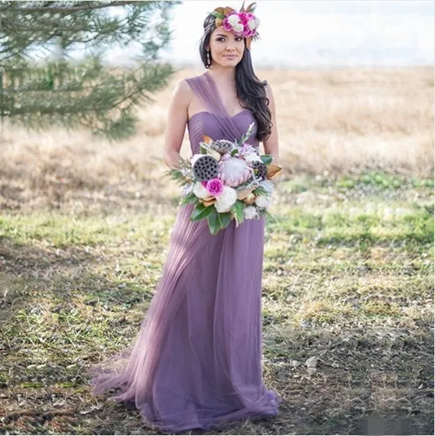 2016 Hot Sale Light Purple Summer Bridesmaid Dresses One Shoulder