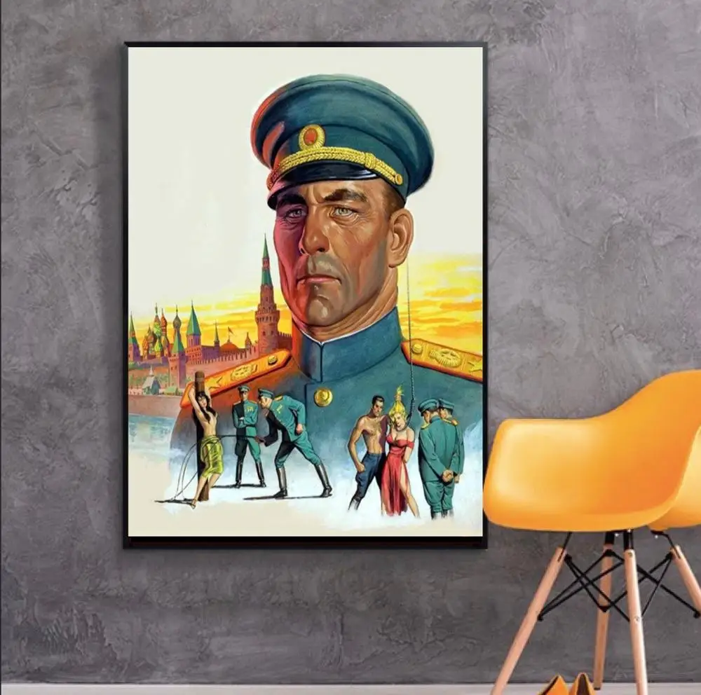 

Officer US Cold War Pin-up Girl Sexy Propaganda CCCP Soviet USSR Canvas Paintings Vintage Wall Poster Sticker Home Decor Gift