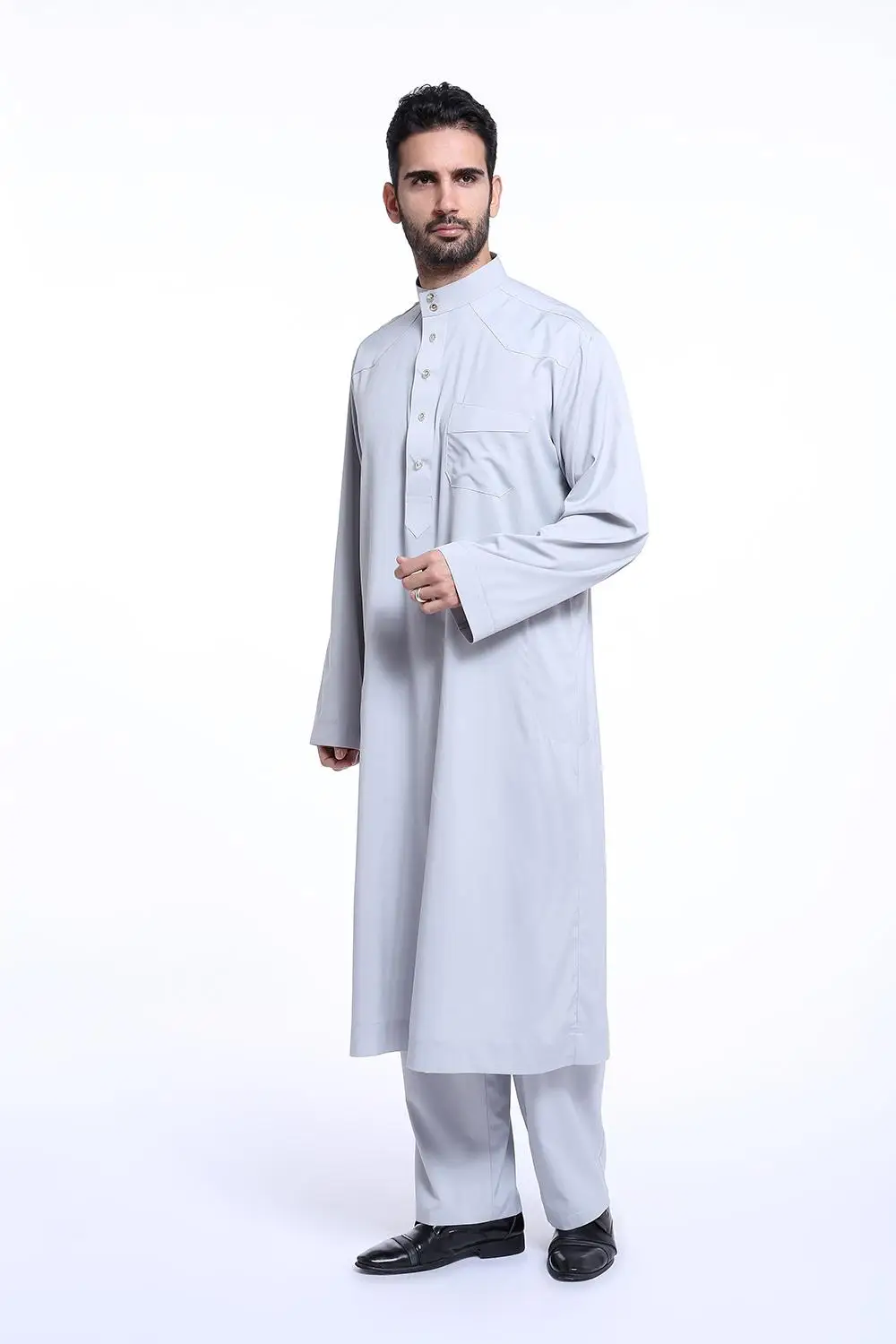 

2 Piece Dubai Arab Islam Muslim Men Jubba Thobe Clothing Long Robe Set Tops and Pant Saudi Eid Musulman Wear Outfits Middle East