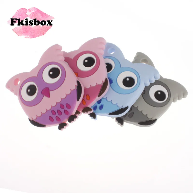 

Fkisbox 2PCS Owl Silicone Teether Necklace Pendant Non Bpa Silikon BabyTeething Jewelry DIY Nursing Chain Pacifier Fitting