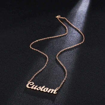 

Rose Gold Personalized Custom Name Pendant Necklace Customized Cursive Nameplate Necklace Handmade Jewelry