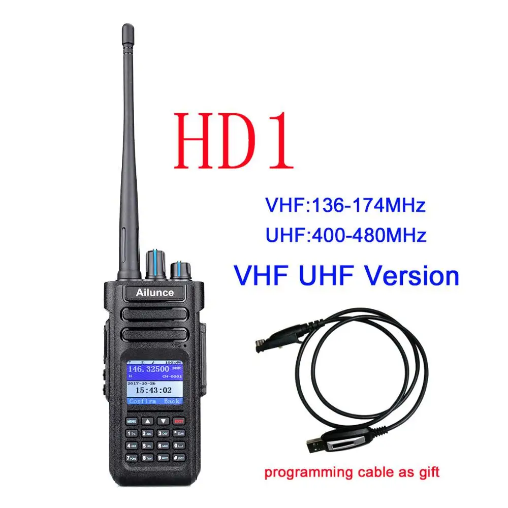 2 шт. Retevis Ailunce HD1 DMR радио GPS Цифровой Walkie Talkie 10 Вт УКВ Dual Band Любительское радио Амадор КВ трансивер Рации - Цвет: VHF UHF Version