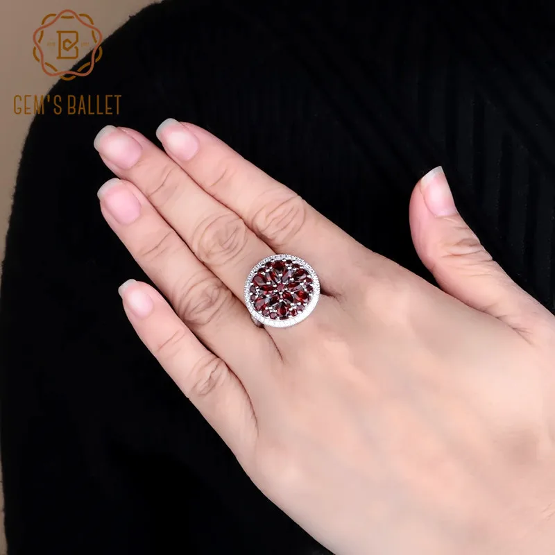 Женское кольцо с натуральным красным гранатом GEM'S BALLET 3.88Ct винтажное