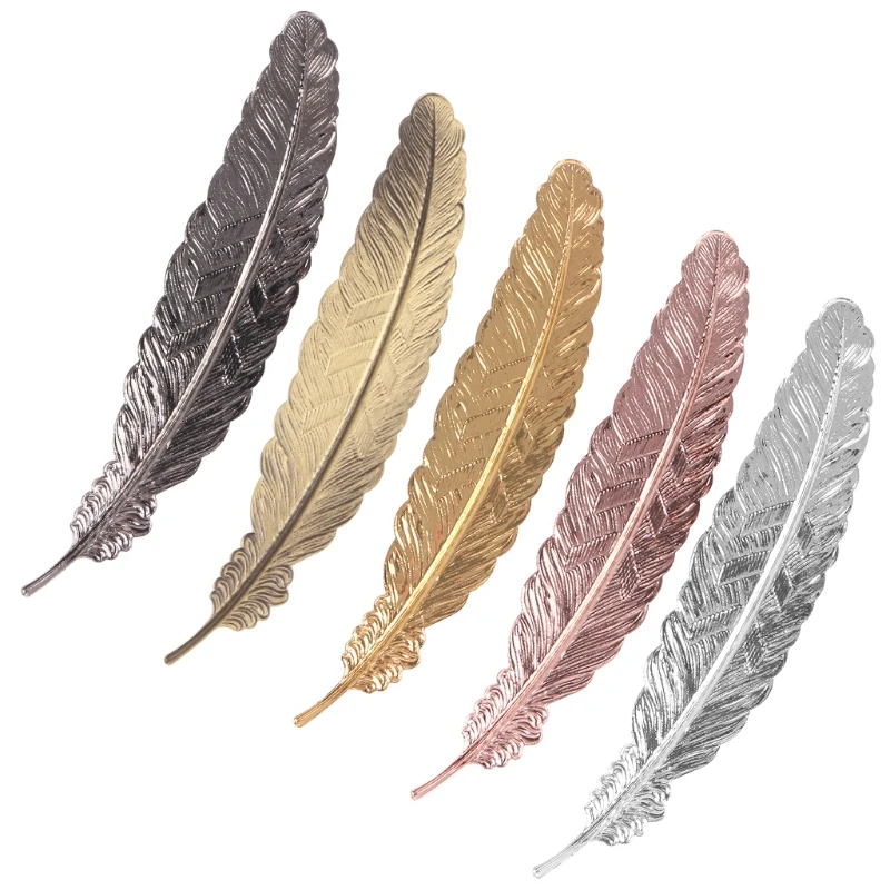 

Creative Retro Feather Shaped Metal Bookmark Page Marker For Books Office School