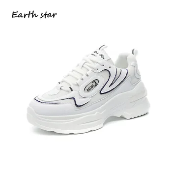 

Casual Shoes Women Chunky Sneakers Platform zapatos de mujer Ladies White footware Patchwork chaussures femme Breathable Beige