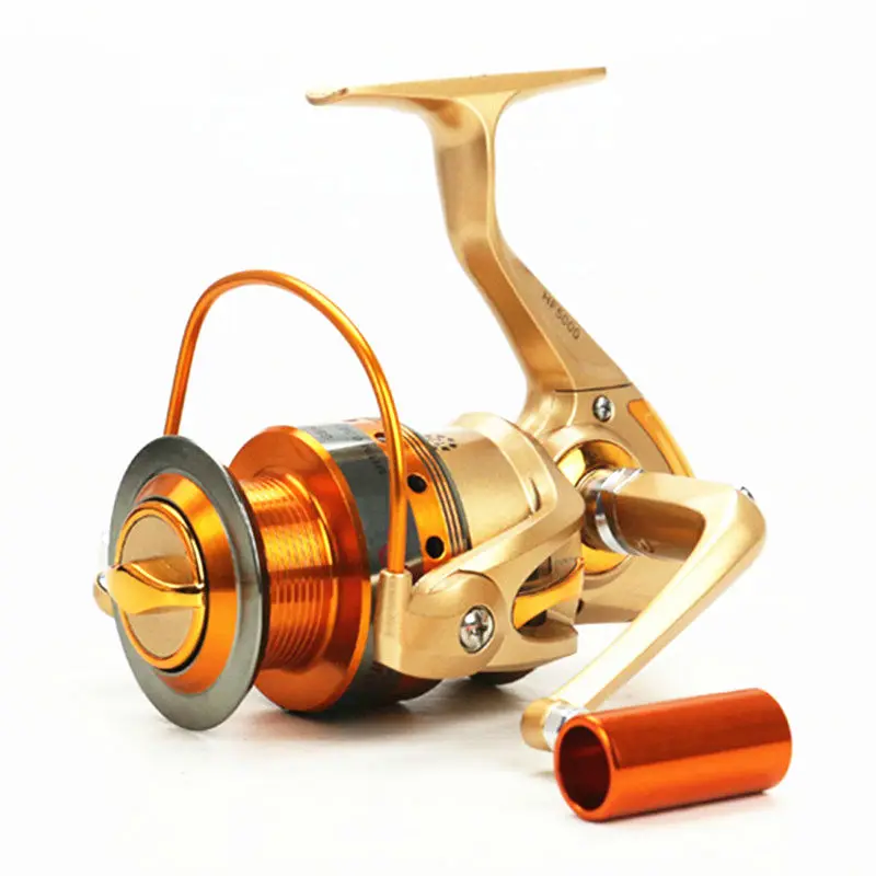 الغزل المعدنية الصيد بكرة 12BB الصيد معالجة Pesca Carrete الغزل بكرة تغذية الكارب الصيد عجلة HF1000-7000