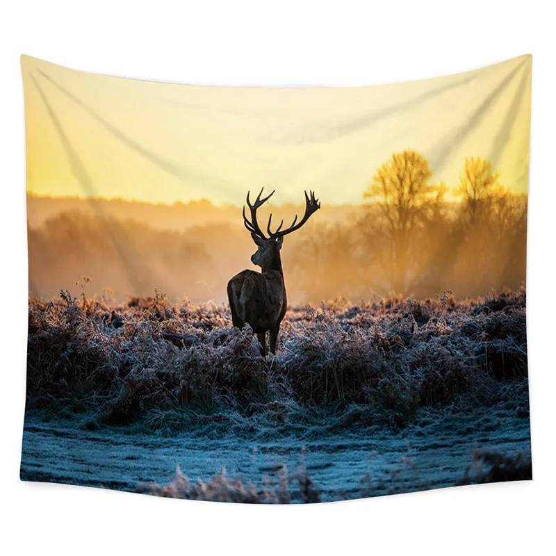 

Polyster Hippie Animai Elk Pattern Tapestry Abstract Painting Art Wall Hanging Livingroom Decor Crafts