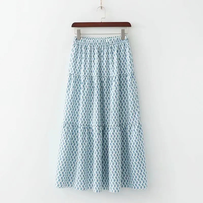

Popular new XD40-2241 European and American Fashion Wind Printed Long Skirt
