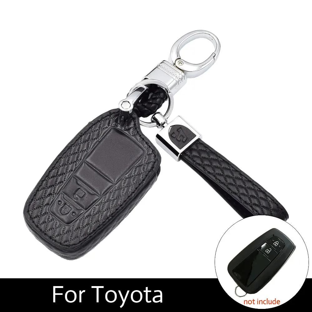 

ATOBABI Genuine Leather Microfiber Leather Car Key Cover Fob Cases For Toyota CHR C-HR 2017 Prius 2 Buttons Keychain Car styling