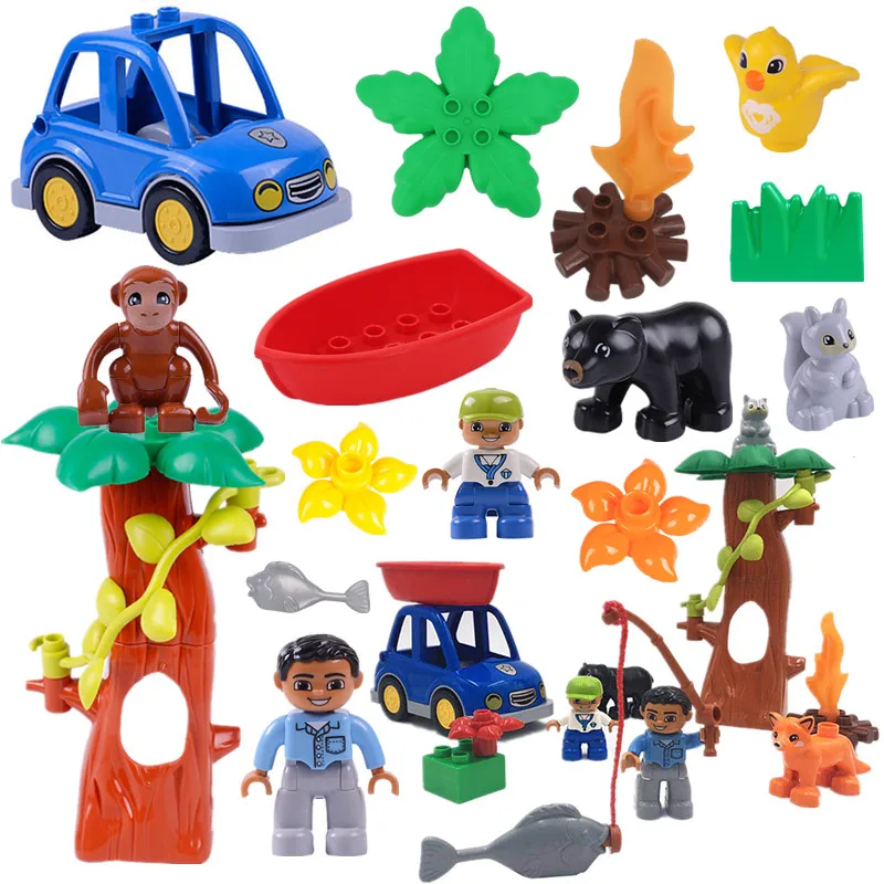 

Accessories Building Blocks Nature Animals Outings Boat Play Bricks Compatible with L Brand Duploed Parts Toys For Children