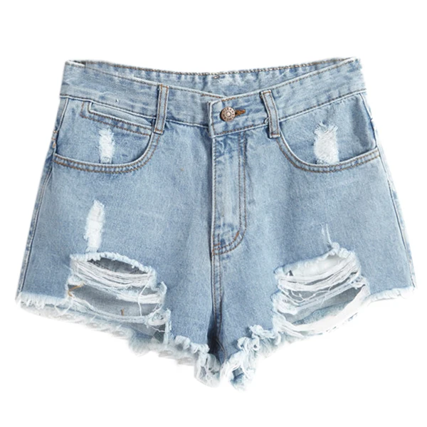BCBY Fashion Woman's summer wind high waist denim shorts women worn loose burr hole shorts