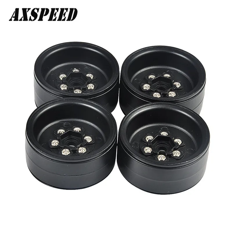 Black Heavy Duty Alloy 1.9 Beadlock Wheel Rims for RC TRX-4 Axial SCX10 D90 #54