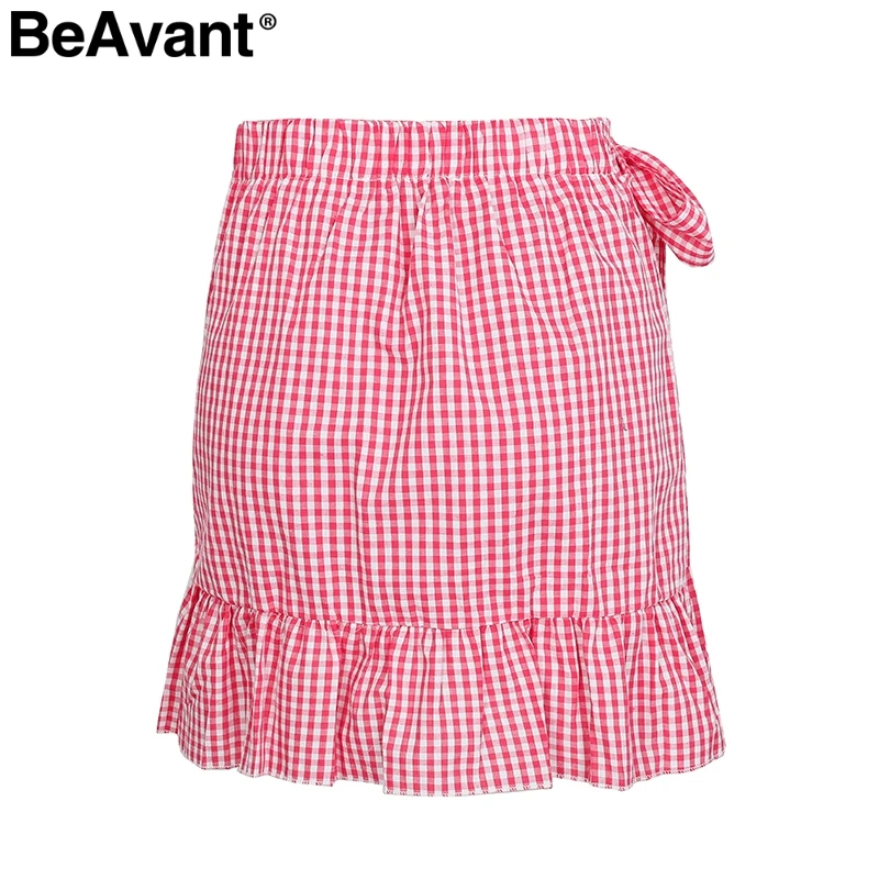 BeAvant Boho юбки с цветочным принтом женские весенние мини-юбки в горошек летние уличные юбки в полоску с оборками Женские