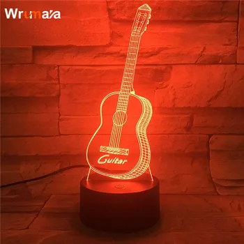 

Wrumava 3D Guitar LED Night Light Multi 7 Color changing Touch Switch Optical table lamp USB Powered Home Room Bar Party