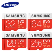 Карта памяти Samsung Micro SD 256 ГБ оперативной памяти, 16 Гб встроенной памяти, 32 ГБ, 64 ГБ, 128 ГБ SDHC/SDXC Класс EVO+ класс 10 C10 UHS TF карты Модуль памяти Transflash карты памяти Microsd карта