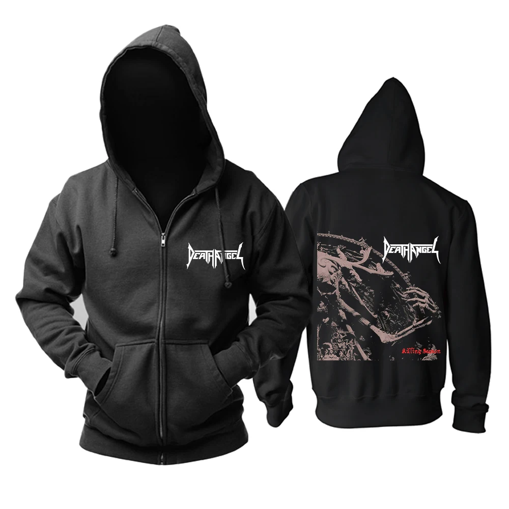 Черная толстовка с капюшоном и надписью death angel | Мужская одежда