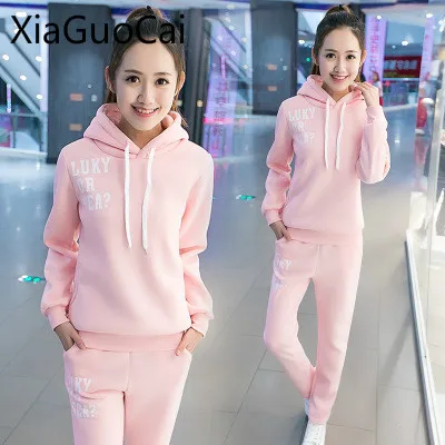 

Large Size Women Sports Hoodies Sets Casual Sportswear Suit Hooded Clothes Women Two Piece Outfits