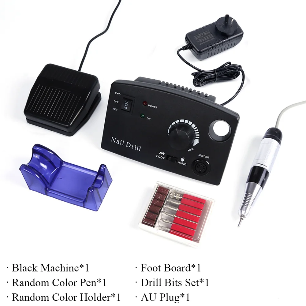 30000 об/мин набор для сверления ногтей, Электрический станок, профессиональный Фрезерный резак, инструмент для удаления лака и маникюра, аксессуары для ногтей LADR402 - Цвет: Black Set AU