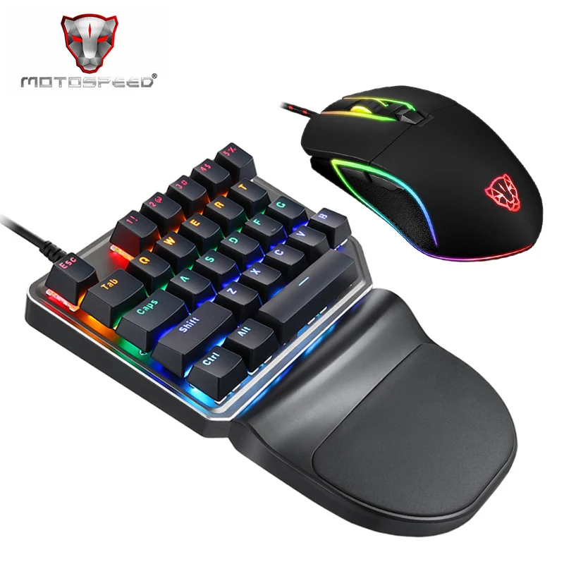 Motospeed K27 V30 Single Hand Mechanical Computer PC PUBG Gaming Keyboard 27 key Wired USB 9 LED Ba