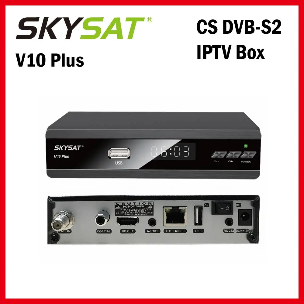 

[2pcs] SKYSAT V10 Plus Satellite Receiver support IPTV m3u CCCamd Newcamd Server hd Youtube Autoroll Powervu Biss WiFi PK V9+