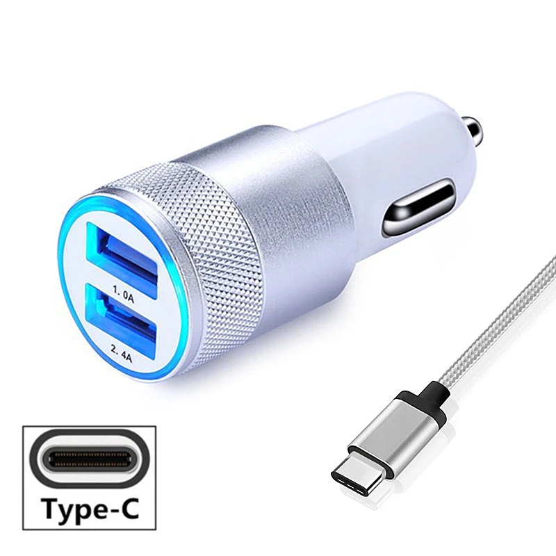 Chargeur De Voiture Led Usb C 2a Cable De Type C Pour Huawei Honour 10 9 P10 P Mate 10 Lite Pro Vivo X21 Moto Z Z2 Play Lg V30 Zenfone 3 Aliexpress