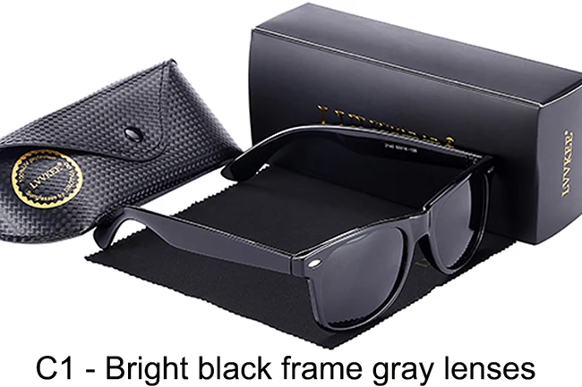 LVVKEE, модные классические брендовые поляризованные солнцезащитные очки для мужчин/женщин, Ретро стиль, UV400, солнцезащитные очки для вождения, мужские/женские очки - Цвет линз: C1 WITH BOX