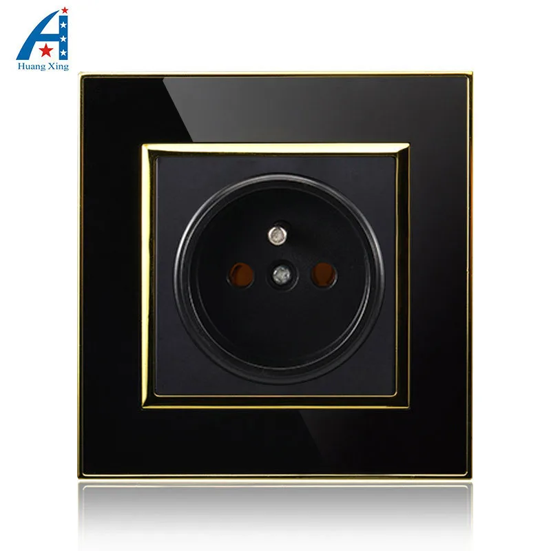 

Luxury 16A EU Standard wall Socket and Black acrylic panel France electrical AC110V-250V, Free shipping