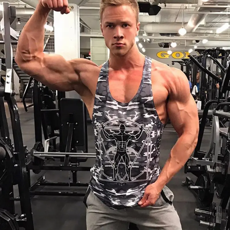 

2018 New Men Bodybuilding Tank Tops Camouflage sleeveless Shirt Man Gyms Fitness Singlet vest Undershirt workout Brand clothing