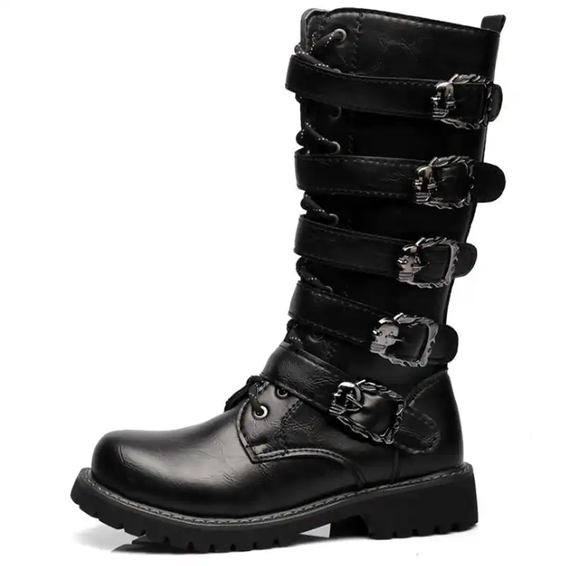 calf high combat boots
