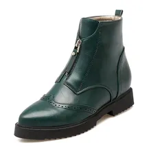 Soft Leather women’s winter Boots Fashion Flat Heels Ankle winter Boots for women Brand Black green brown Female botas mujer