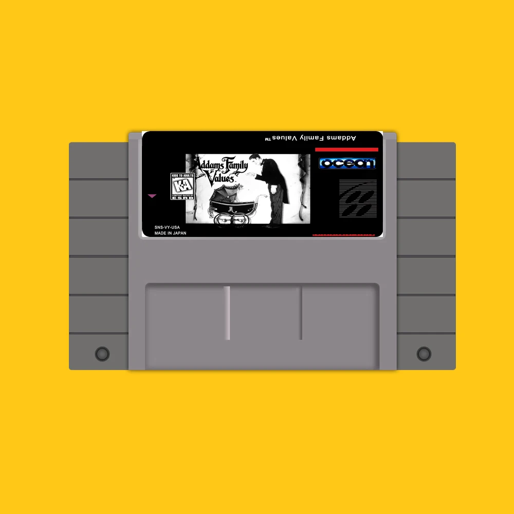 

ADDAMS FAMILY VALUES 16 bit Big Gray Game Card For USA NTSC Game Player
