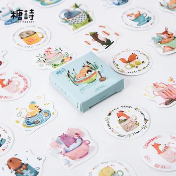 

45pcs Animal Cartoon Stationery Stickers for Kids Diary Notebook Decor Hand Made Scrapbooking Memo Sticker Gift Packing Label