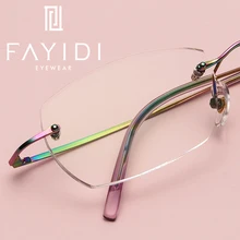 Металлические женские очки без оправы, милые, прозрачные, модные, бескаркасные, компьютерные, оптические, прозрачные очки, Женская оправа, очки# F145