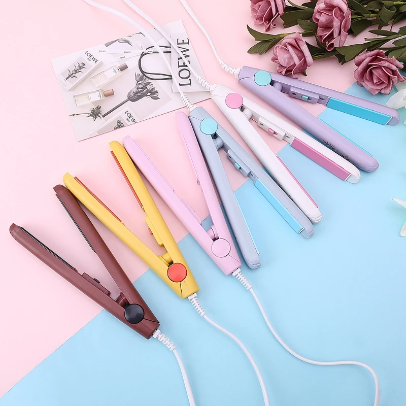 

Colorful Fashion Mini Hair Straightener Professional Flat Irons PTC Heater Hair Tools Ultra-slim Portable US Plug