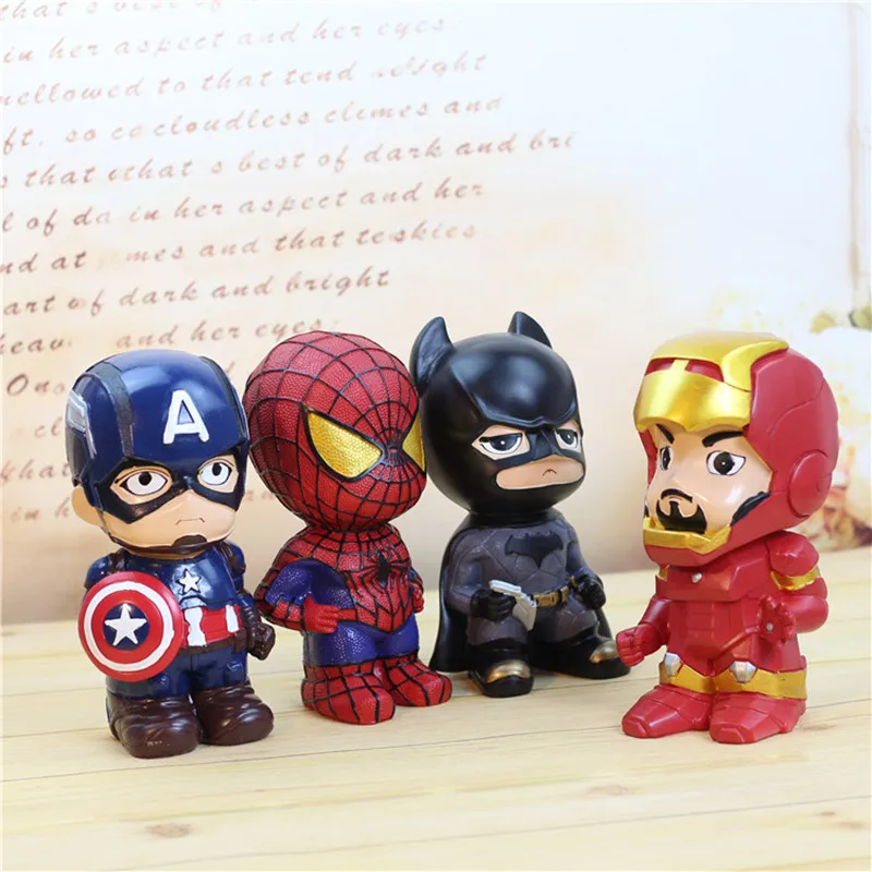 

20 CM Justice League Avengers Iron Man Large Captain America Capacity Piggy Bank Batman Cartoon Resin Spider-Man Piggy Bank L406