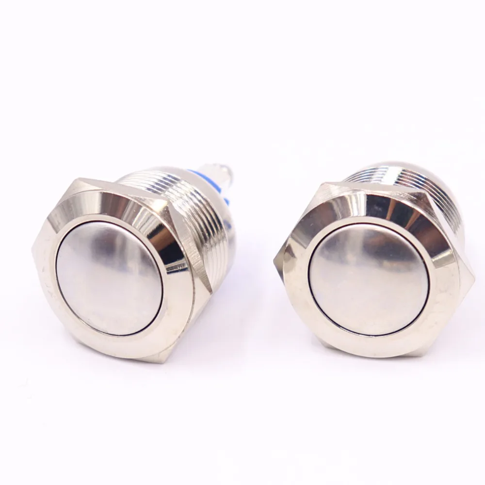 

19mm metal push button waterproof nickel plated brass switch ball head Round shape momentary self reset 1NO