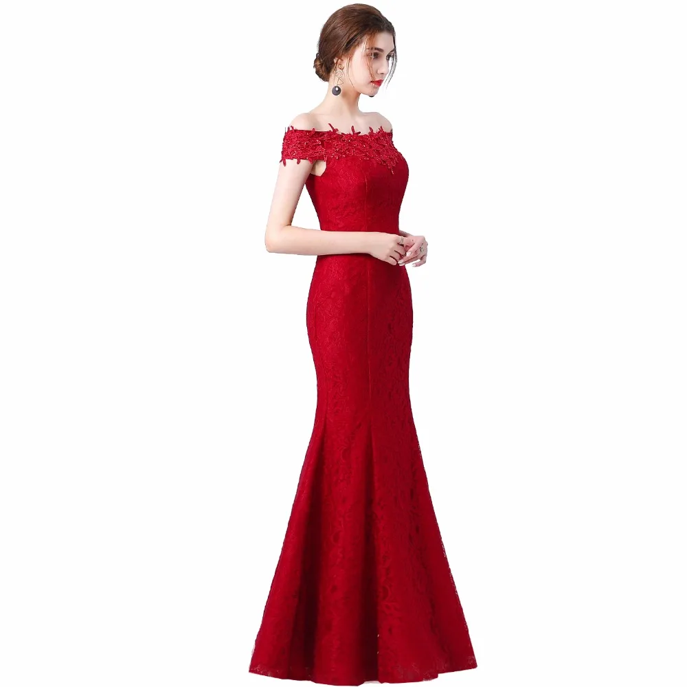 Кружевное длинное вечернее платье русалки с бусинами дешевые красные платья для выпускного вечера вечерние платья с открытыми плечами