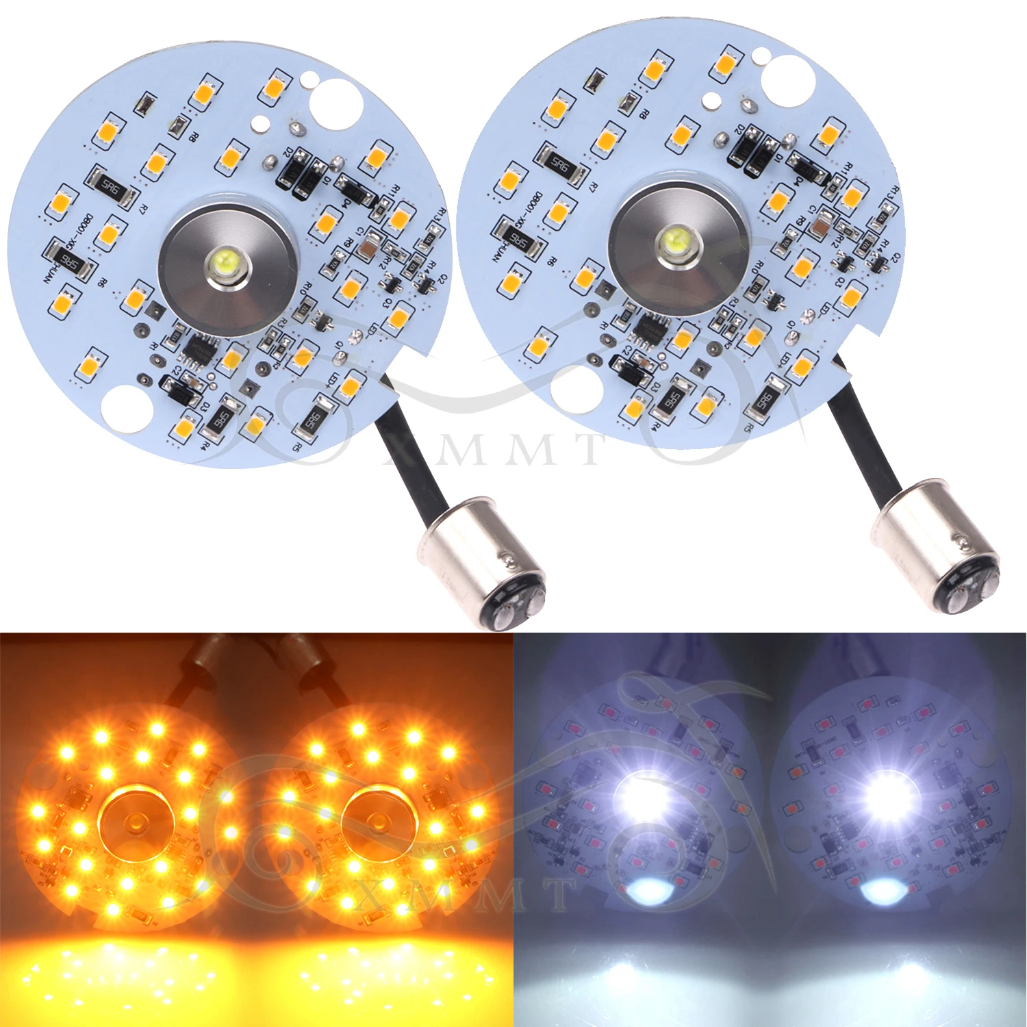 

Pair White Amber 1157 LED For Harley Touring Electra Glide Fatboy Turn Signal Inserts Running Light 1986 - 2013 2011 2012