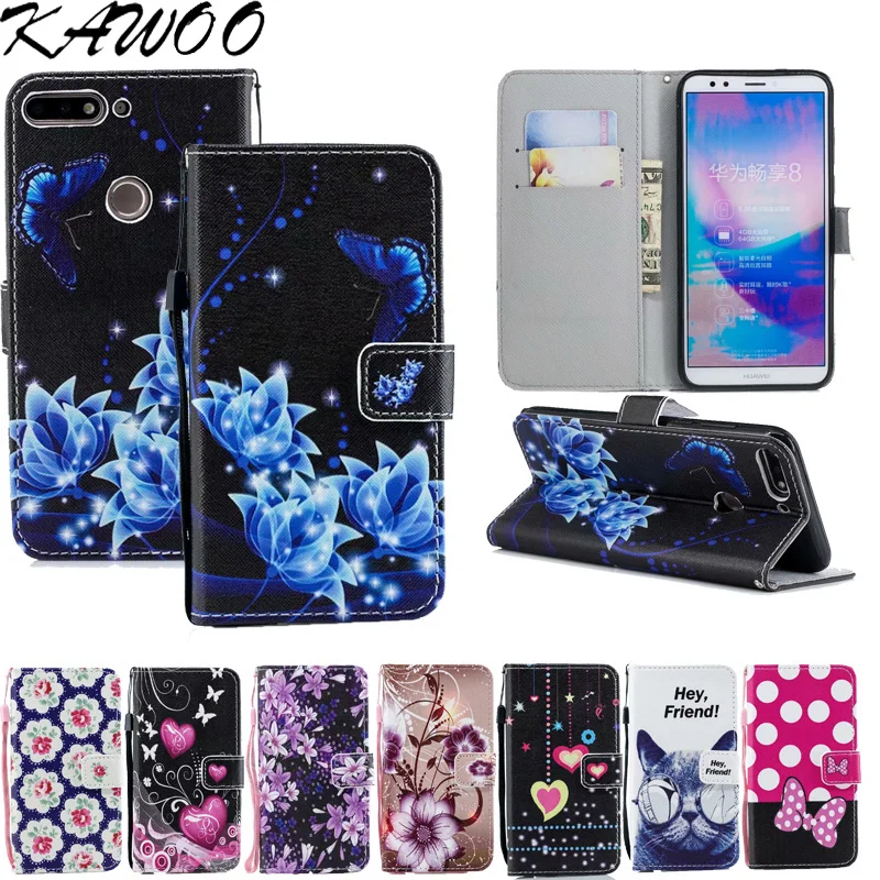 

sFor Huawei Y7 Prime 2018 PU Leather Case Magnetic Flip Cover sFor Huawei Y7 2018 Capa Folio Retro Pattened Wallet Coque Fundas