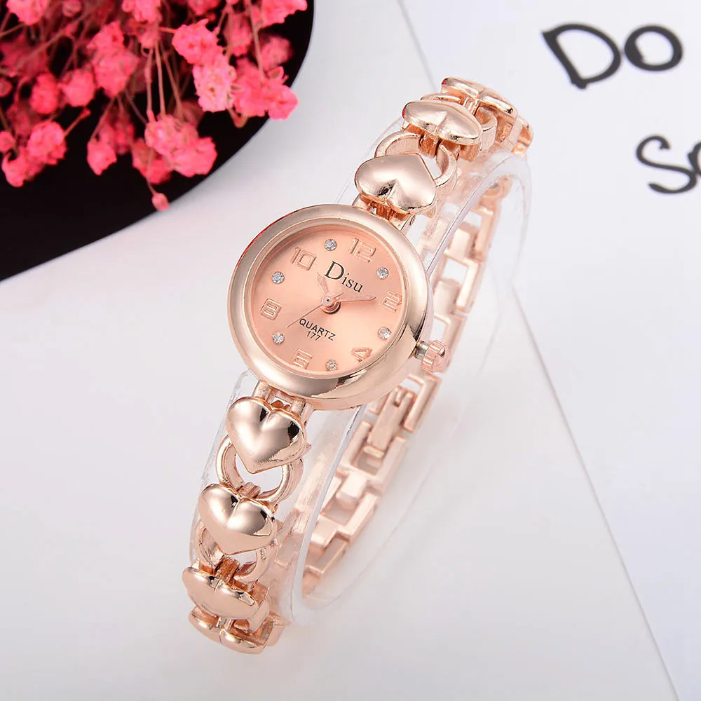 

DISU Luxury Brand Rose Gold Women's Watch Elegant Rhinestone Bracelet Watch Exquisite Dress Ladies Quartz WristWatch Kol Saati#A