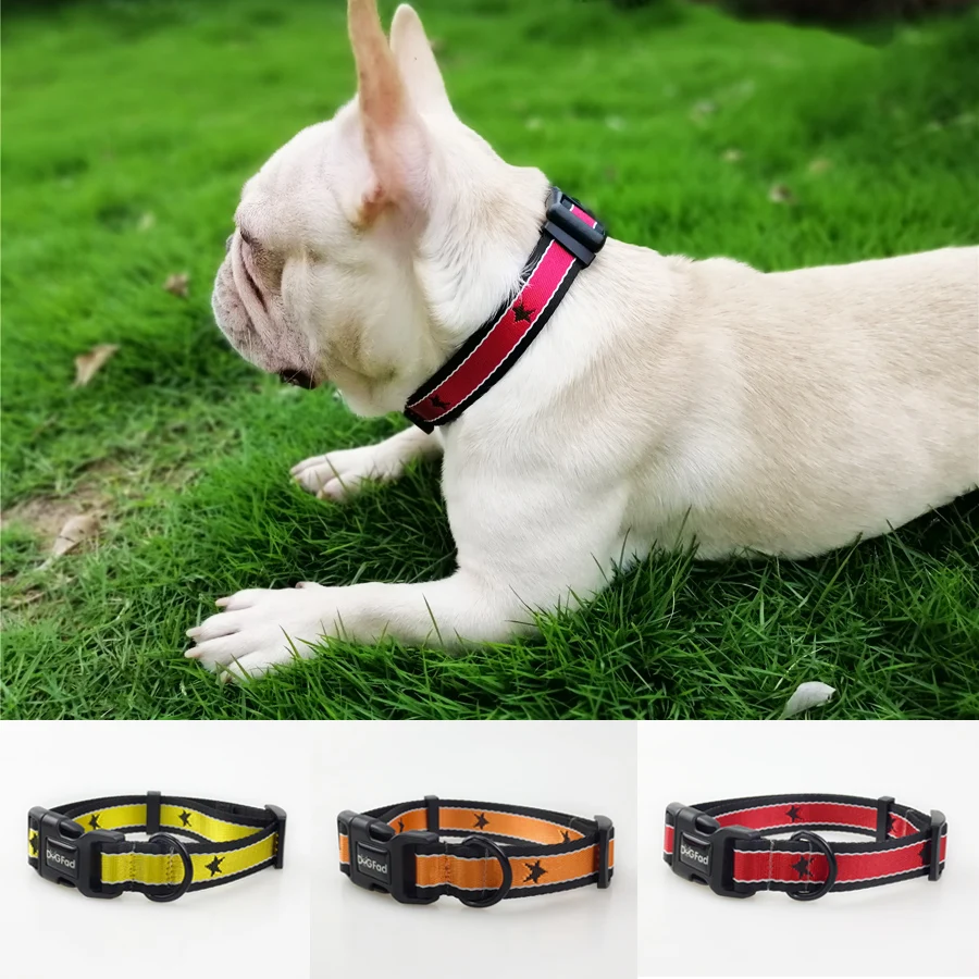 

New Nylon Pet Dog Collar with Buckle Star pattern Puppy Adjustable Collars for Dogs Small Medium Large Pet traction rope