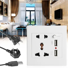 Socket+2 USB+Switch Wall Socket Charger AC/DC Power Adapter Plug Outlet Panel jtron dc power outlet switch socket black 10 pcs