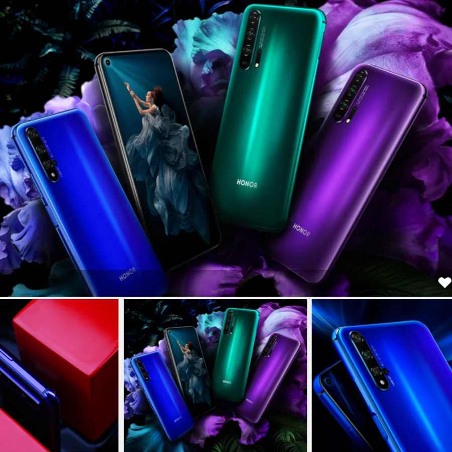 Мобильный телефон Honor 20, 6,26 дюймов, 8 ГБ ОЗУ, 128 Гб ПЗУ, Kirin 980, 3750 мА/ч, супер зарядка, боковой отпечаток пальца, Android 9, NFC, смартфон