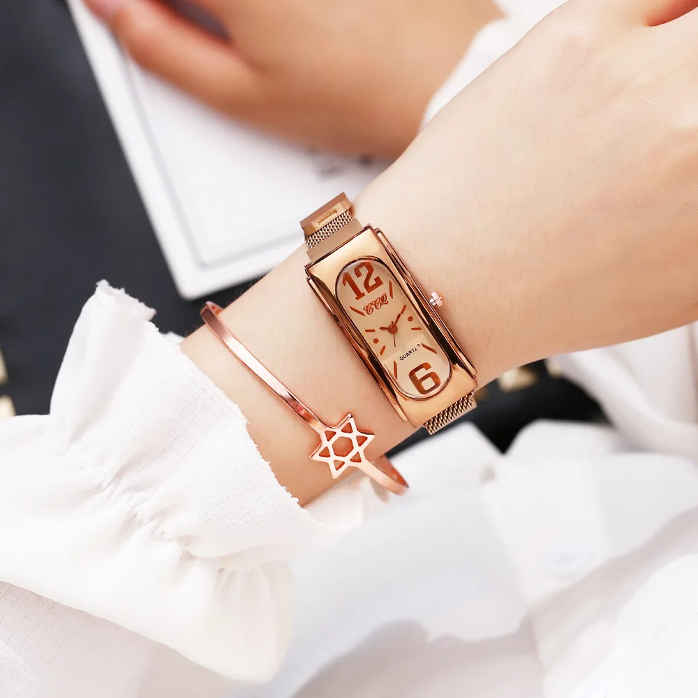 2019 новые модные повседневные роскошные женские квадратные наручные часы розовые золотые часы с бриллиантами Женские наручные часы сталь